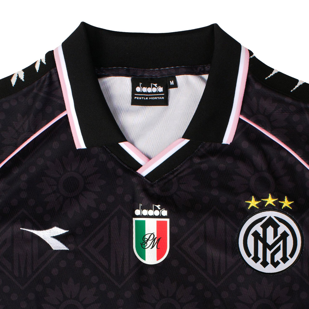 Pestle Mortar x Diadora Heritage Jersey - Black (PMXDIADORA-BLK, Official Reissue Shirt, PM x Diadora) by www.protechkitzone.com Pestle Mortar x Diadora Heritage Jersey - Black