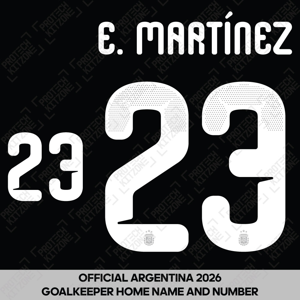 E. Martínez 23 - Official Argentina 2026 Home Goalkeeper Name and Numbering E. Martínez 23 - Official Argentina 2026 Home Goalkeeper Name and Numbering
