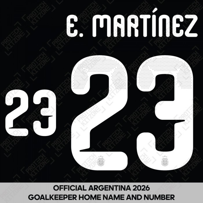 E. Martínez 23 - Official Argentina 2026 Home Goalkeeper Name and Numbering 
