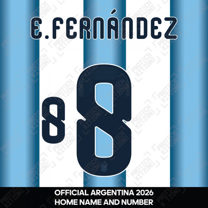 E.Fernándes 8 - Official Argentina 2026 Home Name and Numbering 