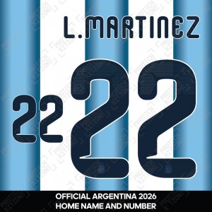 L.Martinez 22 - Official Argentina 2026 Home Name and Numbering 