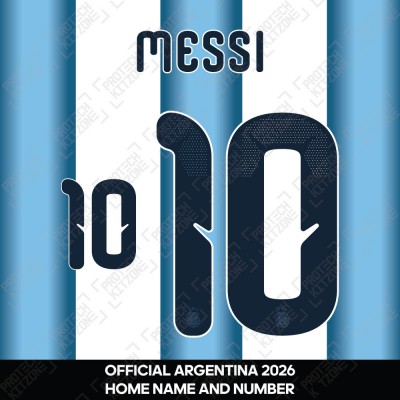 Messi 10 - Official Argentina 2026 Home Name and Numbering 