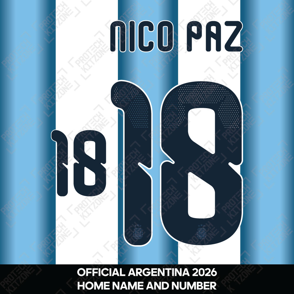 Nico Paz 18 - Official Argentina 2026 Home Name and Numbering Nico Paz 18 - Official Argentina 2026 Home Name and Numbering