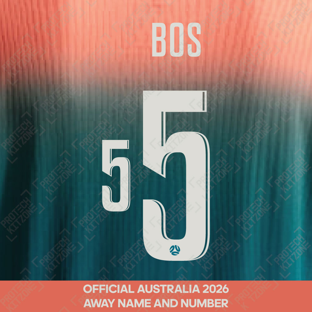 Bos 5 - Official Australia 2026 Away Name and Numbering
