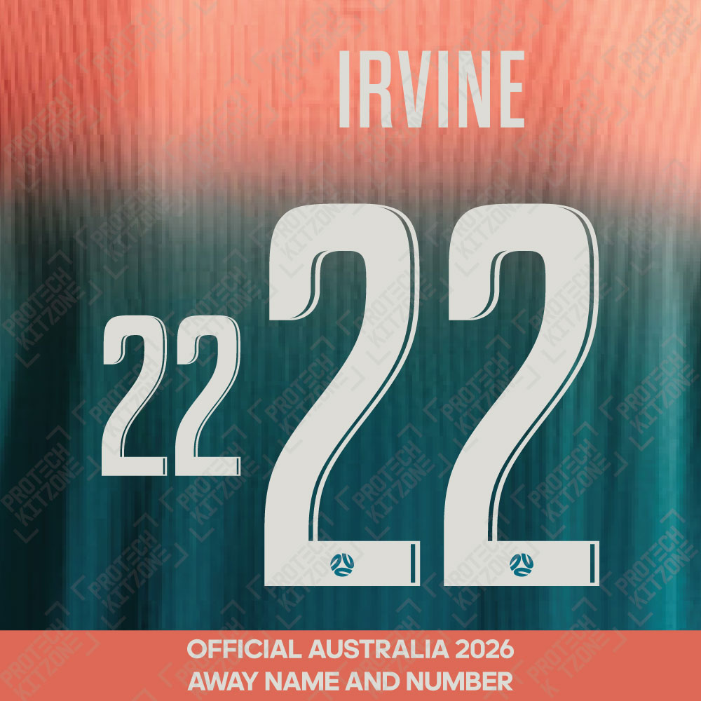 Irvine 22 - Official Australia 2026 Away Name and Numbering