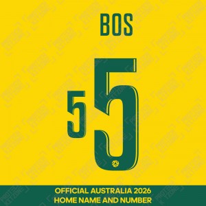 Bos 5 - Official Australia 2026 Home Name and Numbering Bos 5 - Official Australia 2026 Home Name and Numbering