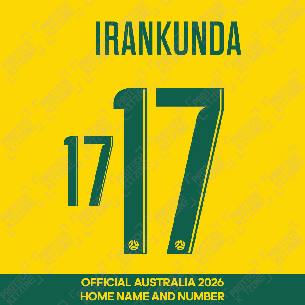 Irankunda 17 - Official Australia 2026 Home Name and Numbering