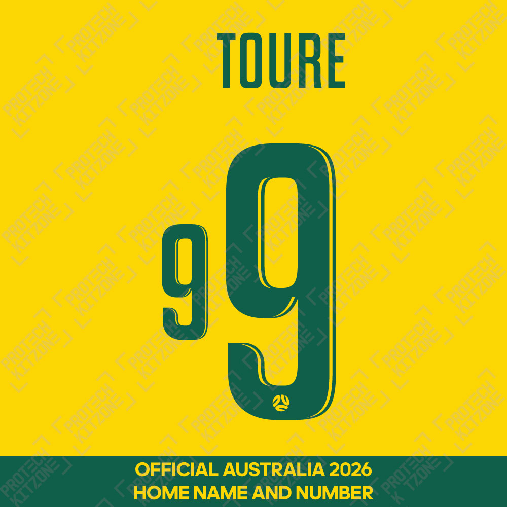 Toure 9 - Official Australia 2026 Home Name and Numbering
