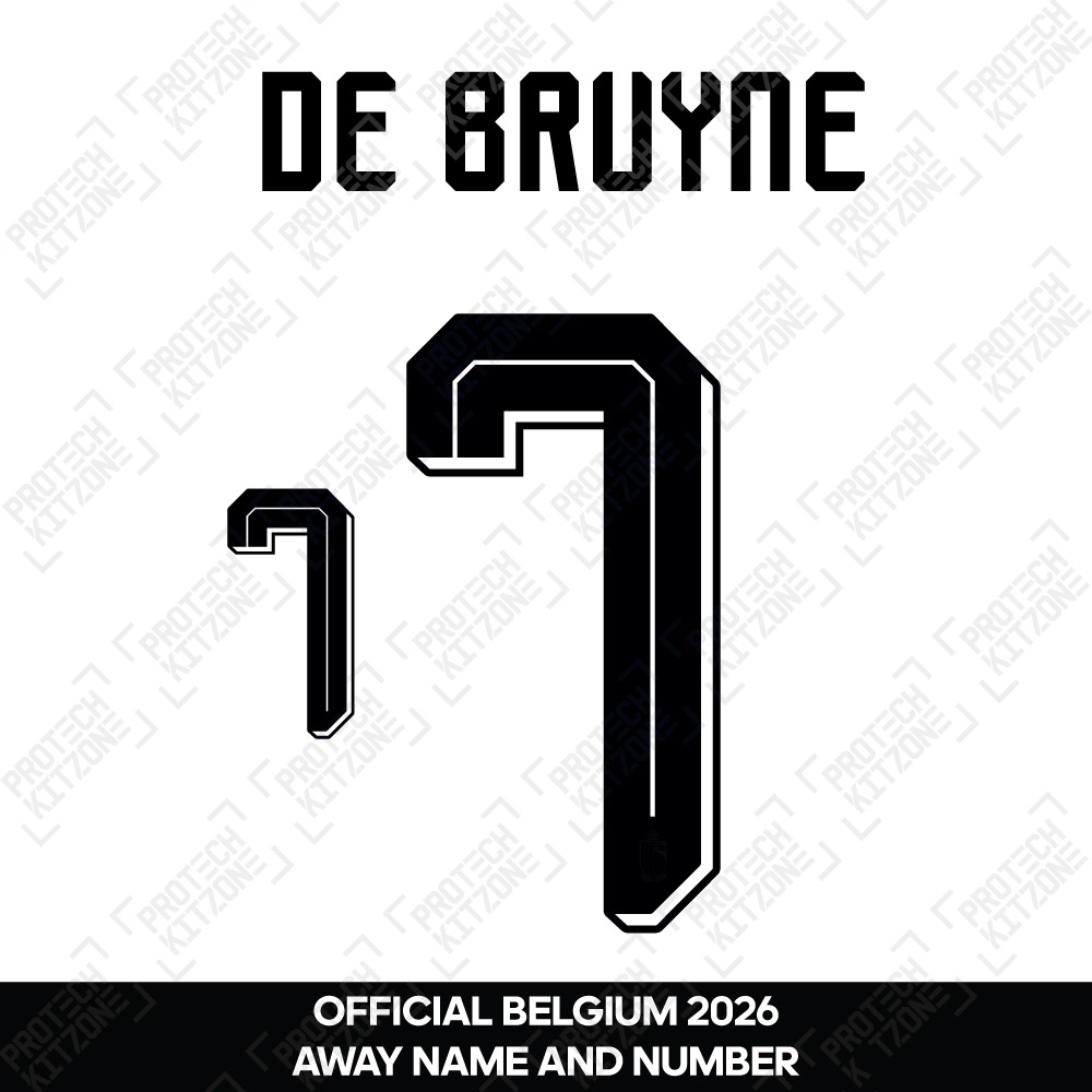 De Bruyne 7 - Official Belgium 2026 Away Name and Numbering De Bruyne 7 - Official Belgium 2026 Away Name and Numbering