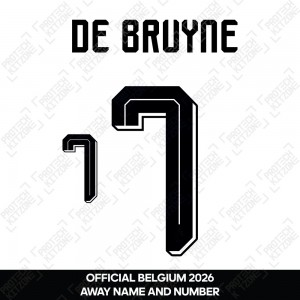 De Bruyne 7 - Official Belgium 2026 Away Name and Numbering De Bruyne 7 - Official Belgium 2026 Away Name and Numbering