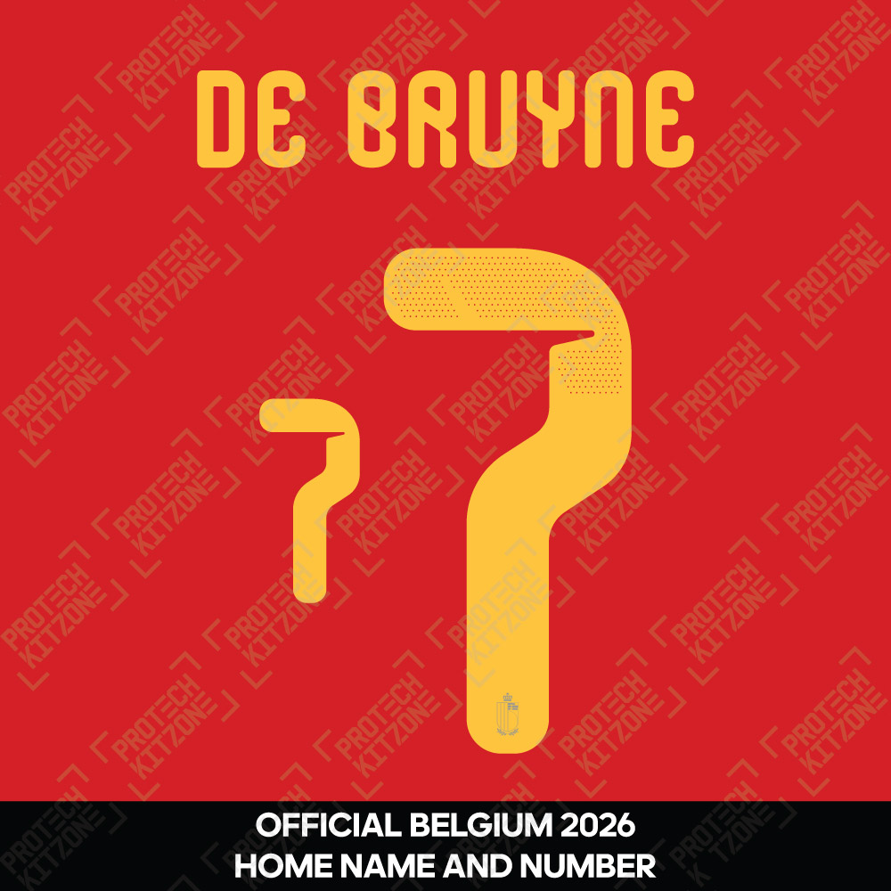 De Bruyne 7 - Official Belgium 2026 Home Name and Numbering De Bruyne 7 - Official Belgium 2026 Home Name and Numbering