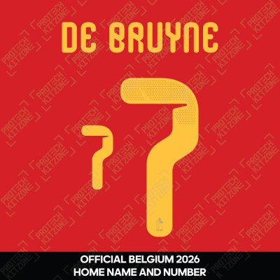 De Bruyne 7 - Official Belgium 2026 Home Name and Numbering 