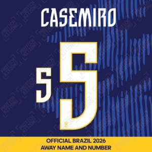 Casemiro 5 - Official Brazil 2026 Away Name and Numbering 