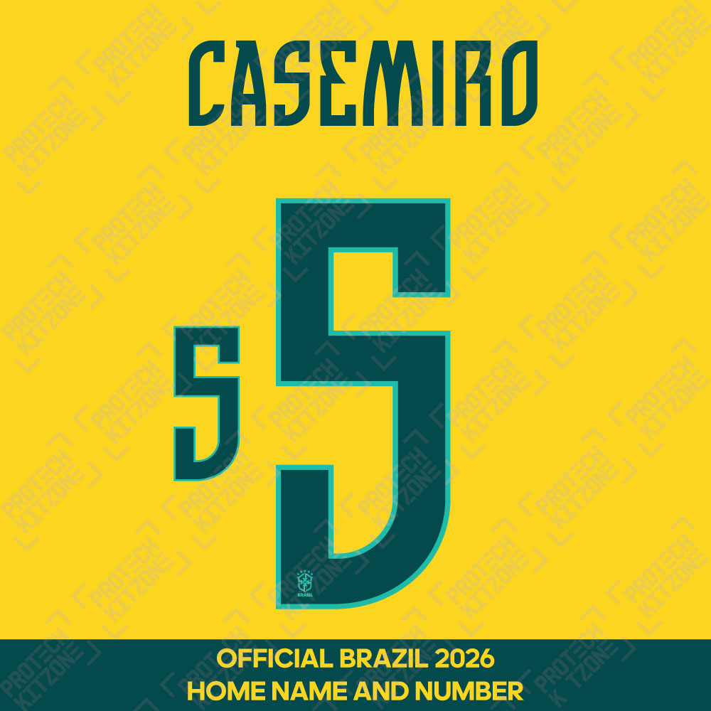 Casemiro 5 - Official Brazil 2026 Home Name and Numbering 