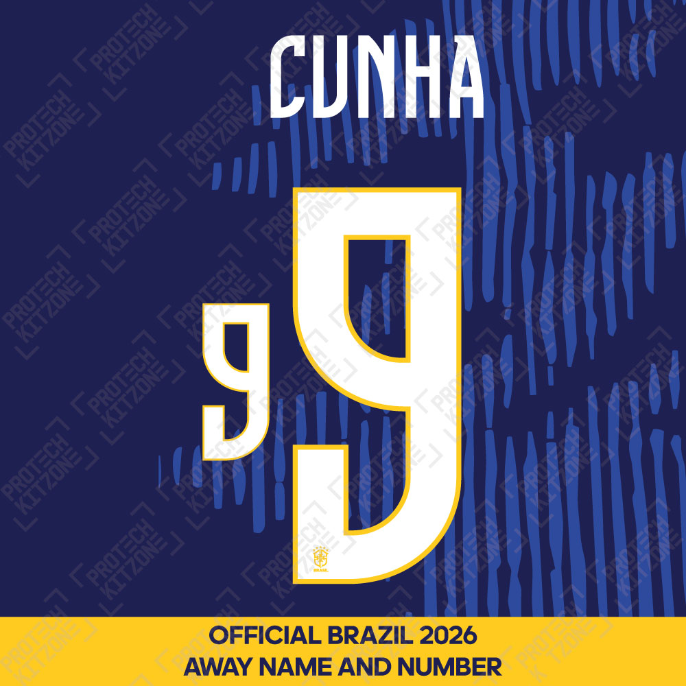Cunha 9 - Official Brazil 2026 Away Name and Numbering 