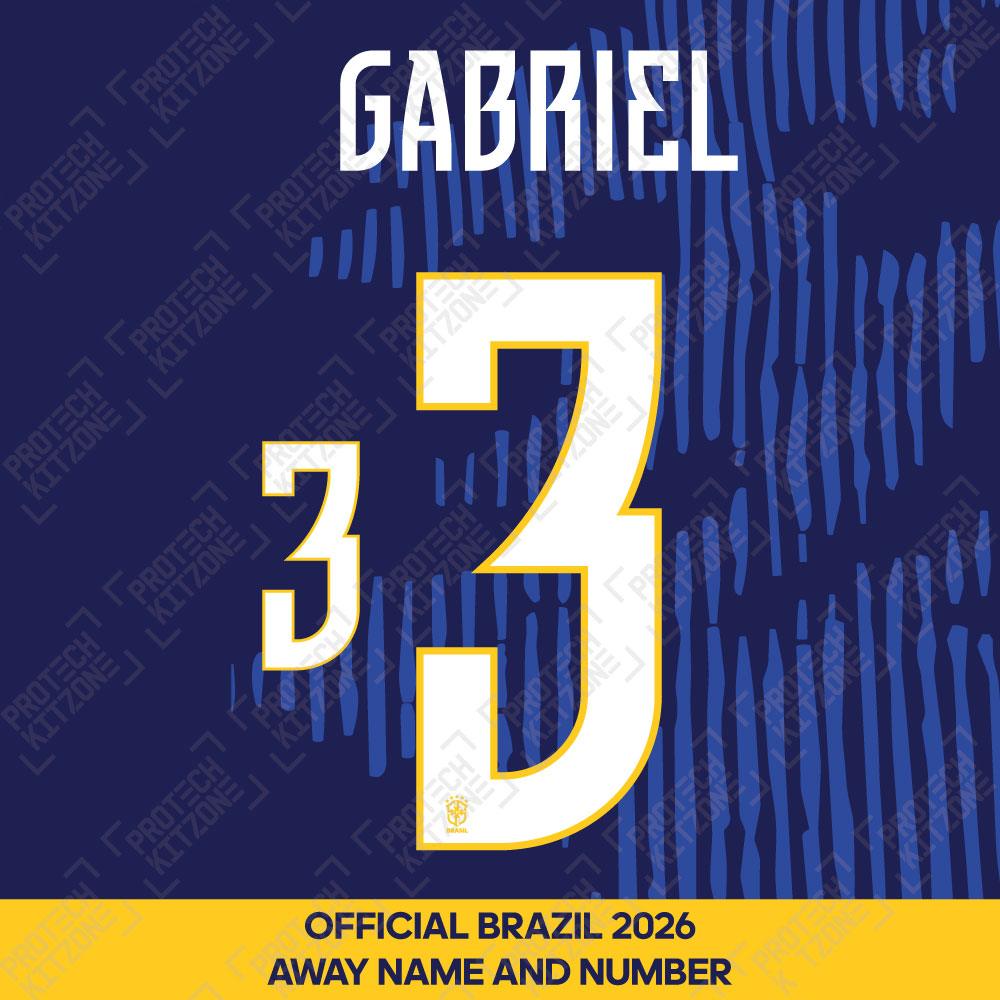 Gabriel 3 - Official Brazil 2026 Away Name and Numbering Gabriel 3 - Official Brazil 2026 Away Name and Numbering