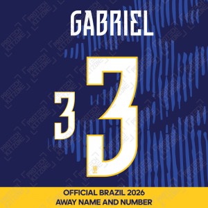 Gabriel 3 - Official Brazil 2026 Away Name and Numbering Gabriel 3 - Official Brazil 2026 Away Name and Numbering