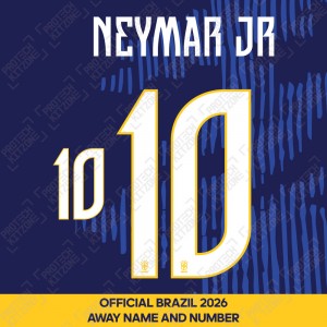 Neymar Jr 10 - Official Brazil 2026 Away Name and Numbering Neymar Jr 10 - Official Brazil 2026 Away Name and Numbering