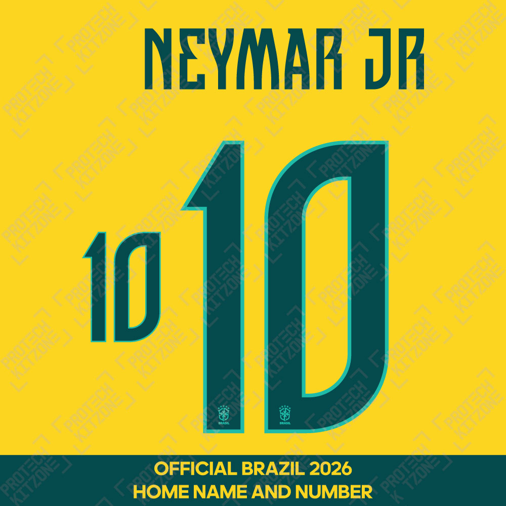 Neymar Jr 10 - Official Brazil 2026 Home Name and Numbering 