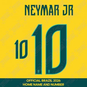 Neymar Jr 10 - Official Brazil 2026 Home Name and Numbering Neymar Jr 10 - Official Brazil 2026 Home Name and Numbering