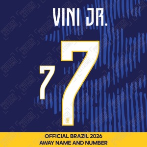 Vini Jr. 7 - Official Brazil 2026 Away Name and Numbering Vini Jr. 7 - Official Brazil 2026 Away Name and Numbering