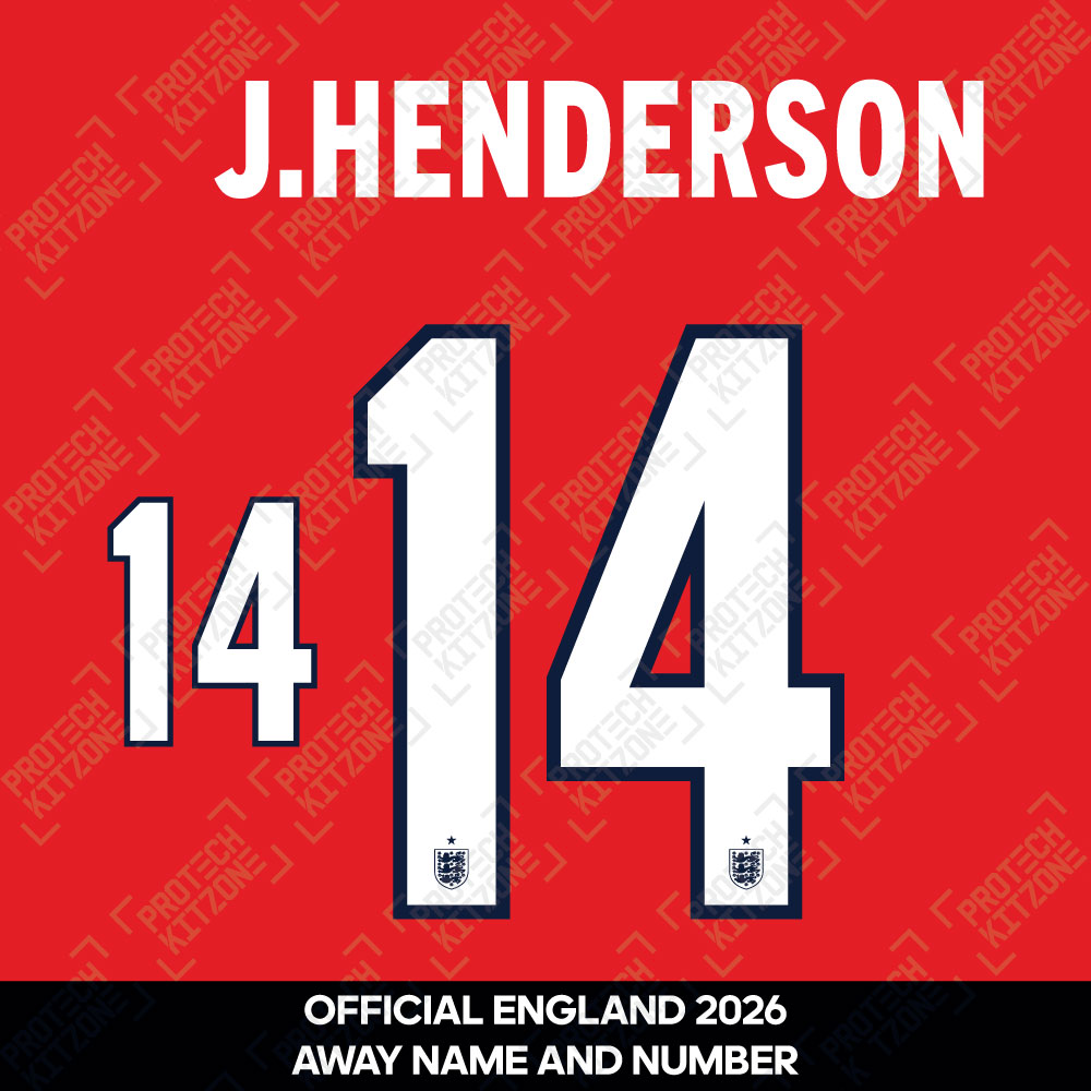 J. Henderson 14 - Official England 2026 Away Name and Numbering