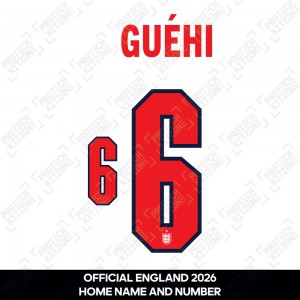 Guehi 6 - Official England 2026 Home Name and Numbering Guehi 6 - Official England 2026 Home Name and Numbering