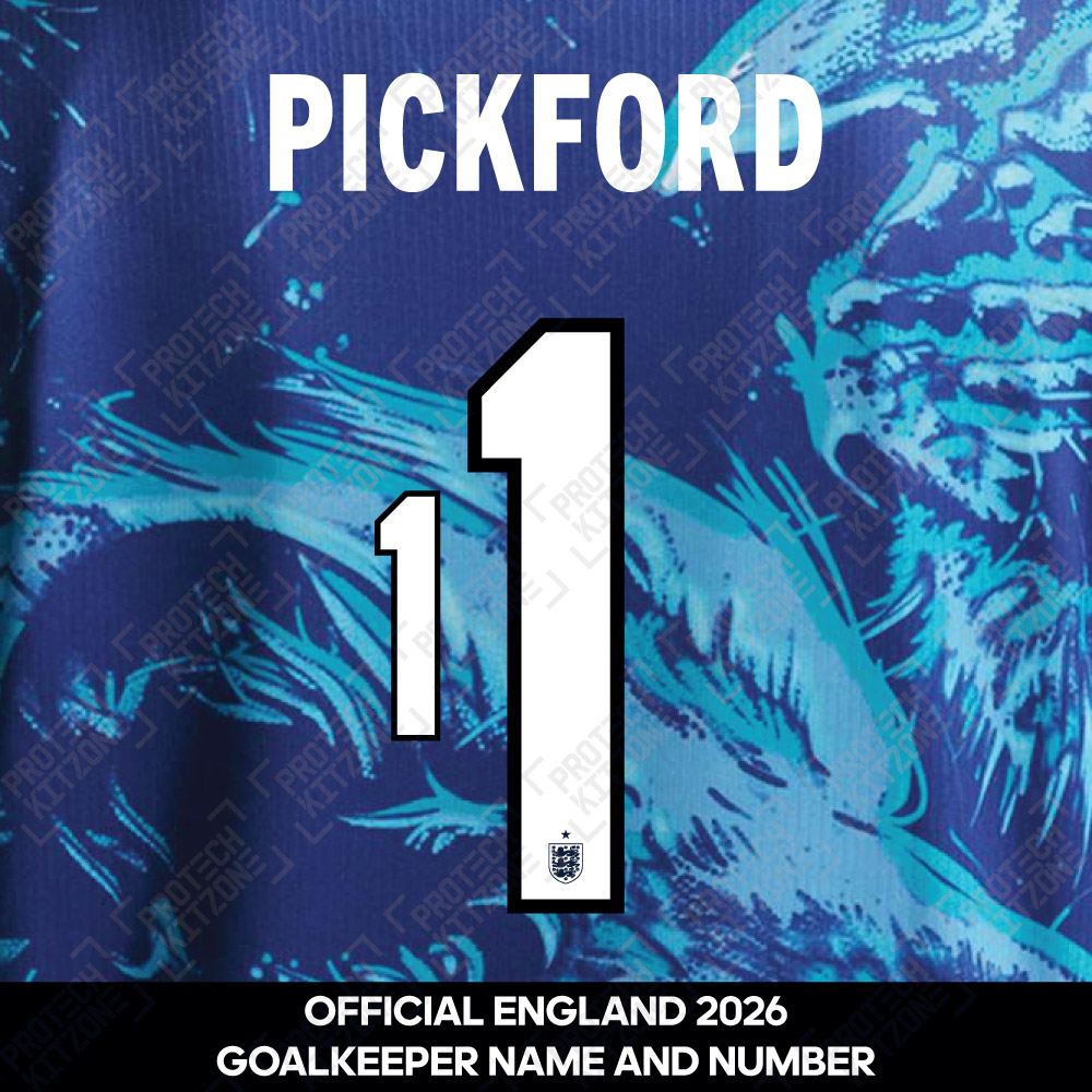 Pickford 1 - Official England 2026 Goalkeeper Name and Numbering 