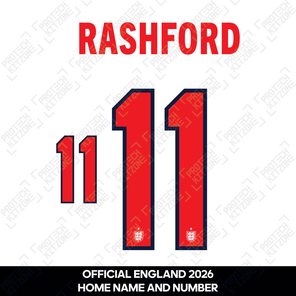 Rashford 11 - Official England 2026 Home Name and Numbering Rashford 11 - Official England 2026 Home Name and Numbering