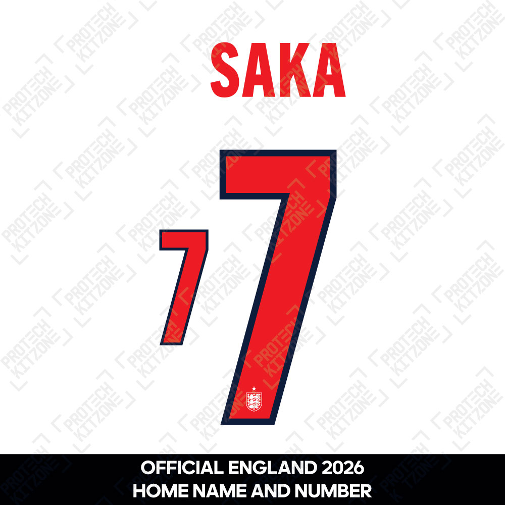 Saka 7 - Official England 2026 Home Name and Numbering Saka 7 - Official England 2026 Home Name and Numbering