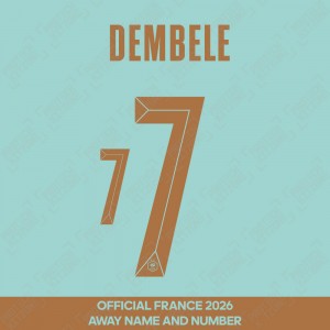 Dembele 7 - Official France 2026 Away Name and Numbering
