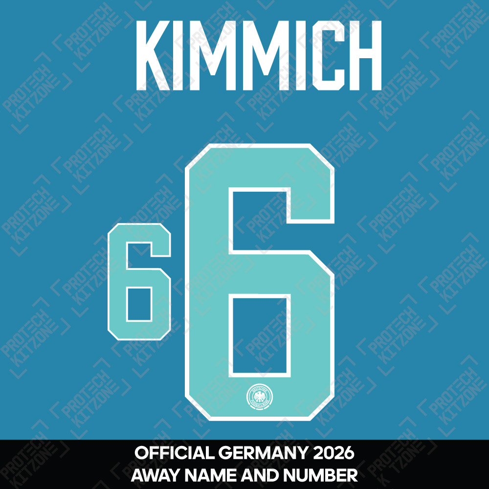 Kimmich 6 - Official Germany 2026 Away Name and Numbering (DFB-26-Away-W/T-Kimmich 6, 2026 National Team Printing, ) by www.protechkitzone.com Kimmich 6 - Official Germany 2026 Away Name and Numbering