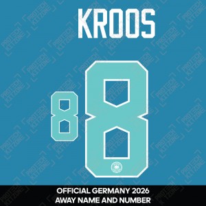 Kroos 8 - Official Germany 2026 Away Name and Numbering Kroos 8 - Official Germany 2026 Away Name and Numbering