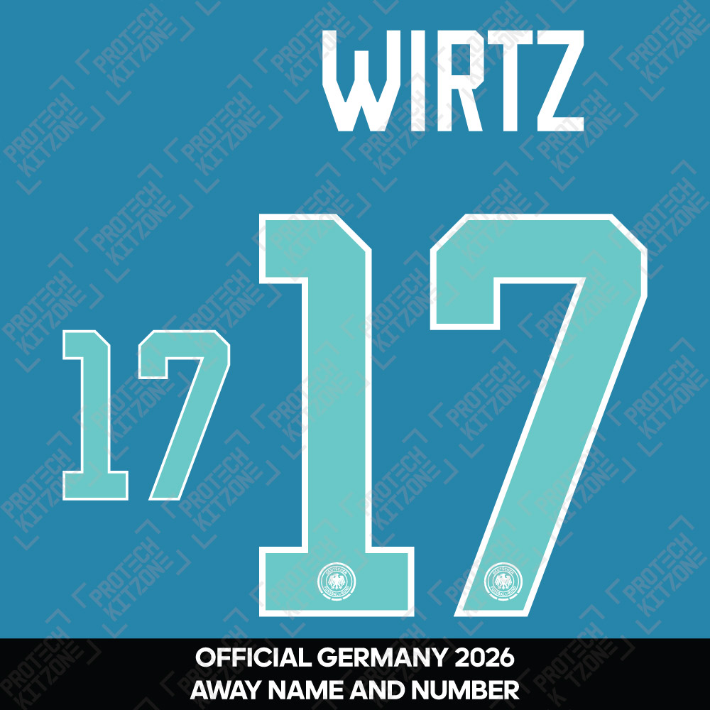 Wirtz 17 - Official Germany 2026 Away Name and Numbering (DFB-26-Away-W/T-Wirtz 17, 2026 National Team Printing, ) by www.protechkitzone.com Wirtz 17 - Official Germany 2026 Away Name and Numbering
