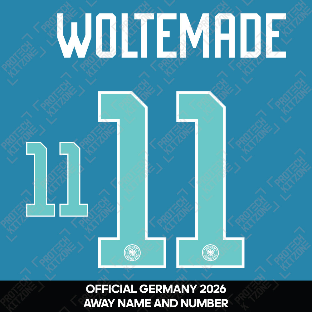 Woltermade 11 - Official Germany 2026 Away Name and Numbering (DFB-26-Away-W/T-Woltermade 11, 2026 National Team Printing, ) by www.protechkitzone.com Woltermade 11 - Official Germany 2026 Away Name and Numbering