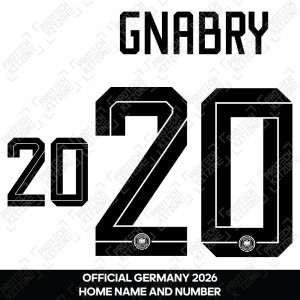 Gnabry 20 - Official Germany 2026 Home Name and Numbering Gnabry 20 - Official Germany 2026 Home Name and Numbering