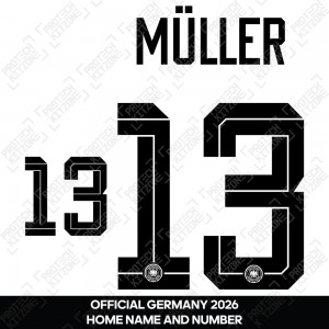 Müller 13 - Official Germany 2026 Home Name and Numbering