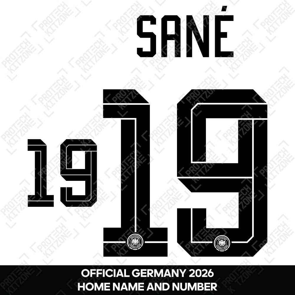 Sané 19 - Official Germany 2026 Home Name and Numbering Sané 19 - Official Germany 2026 Home Name and Numbering