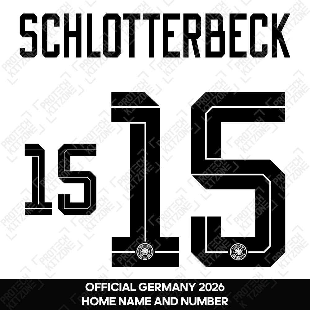 Schlotterbeck 15 - Official Germany 2026 Home Name and Numbering (DFB-26-NNS-Home (Black)-Schlotterbeck - 15, 2026 National Team Printing, ) by www.protechkitzone.com Schlotterbeck 15 - Official Germany 2026 Home Name and Numbering