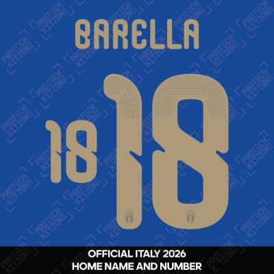 Barella 18 - Official Italy 2026 Home Name and Numbering 