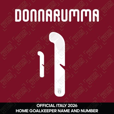 Donnarumma 1 - Official Italy 2026 Home Goalkeeper Name and Numbering 