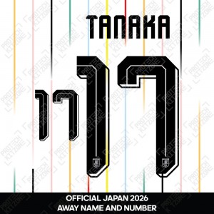 Tanaka 17 - Official Japan 2026 Away Name and Numbering Tanaka 17 - Official Japan 2026 Away Name and Numbering