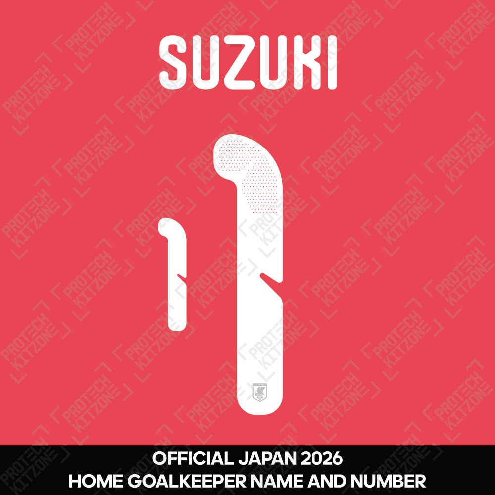 Suzuki 1 - Official Japan 2026 Home Goalkeeper Name and Numbering Suzuki 1 - Official Japan 2026 Home Goalkeeper Name and Numbering