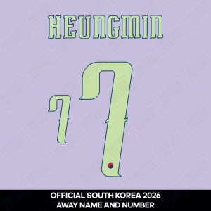 Heungmin 7 - Official South Korea 2026 Away Name and Numbering Heungmin 7 - Official South Korea 2026 Away Name and Numbering
