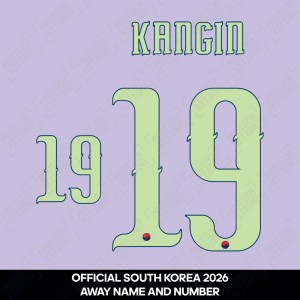 Kangin 19 - Official South Korea 2026 Away Name and Numbering