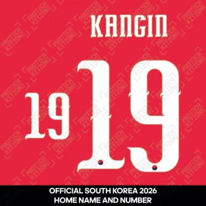 Kangin 19 - Official South Korea 2026 Home Name and Numbering