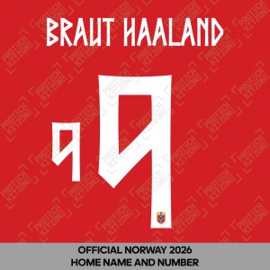 Braut Haaland 9 - Official Norway 2026 Home Name and Numbering Braut Haaland 9 - Official Norway 2026 Home Name and Numbering