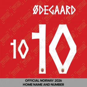 Ødegaard 10 - Official Norway 2026 Home Name and Numbering Ødegaard 10 - Official Norway 2026 Home Name and Numbering