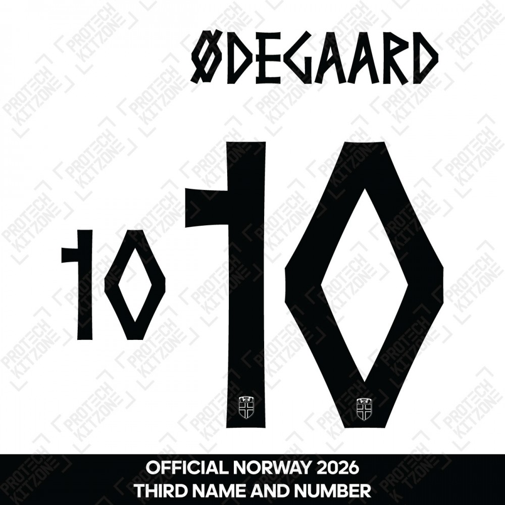 Ødegaard 10 - Official Norway 2026 Third Name and Numbering 