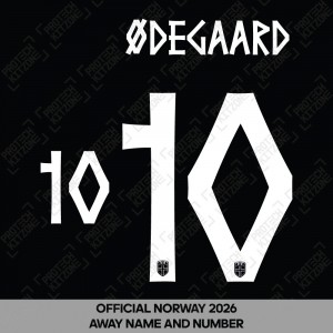 Ødegaard 10 - Official Norway 2026 Away Name and Numbering Ødegaard 10 - Official Norway 2026 Away Name and Numbering